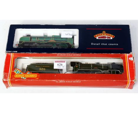 A Hornby Schools class engine an tender Southern olive green 'Repton' (G) and a Bachmann Lord Nelson class engine and tender,