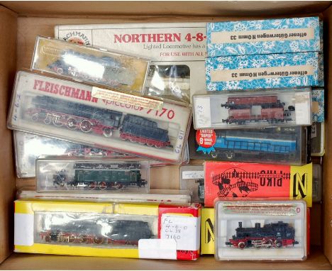 Quantity of Continental N gauge including Fleischmann Piccolo 7030 DB 2-6-0 tank engine 7160 4-6-0 engine & tender, 7170 4-6-