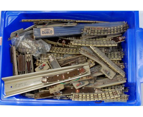 Three boxes containing large quantity of Hornby Dublo 3-rail track and points etc (G), 2 D1 turntables (FG-BP), Marshall, H&M