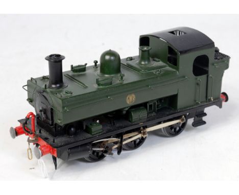 Kit built brass GWR 2 rail 0-6-0 pannier tank with shirt button logo 1366 class with Mashima motor and finescale wheels (G)