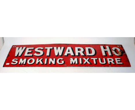 An original Westward Ho Smoking Mixture Enamel Sign, white on red examples, to measure 23cm x 92cm