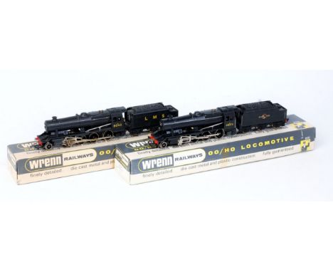 A Wrenn W2224 BR black class 8F engine and tender (G-BG) sold with a similar W2225 LMS black with instructions (G-BG)