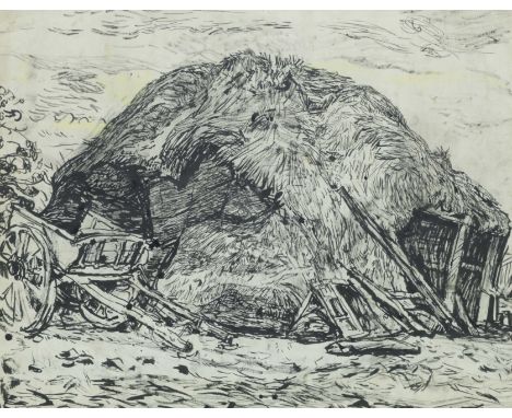 Joan Eardley RSA (British, 1921-1963)Haystack pen, ink and chalk48 x 61.5 cm. (18 7/8 x 24 3/16 in.)inscribed with studio num