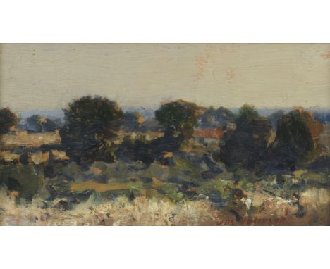 James Paterson PRSW RSA RWS (British, 1854-1932)West Linton signed 'Jas Paterson' (lower right)oil on panel12 x 20.3 cm. (4 3