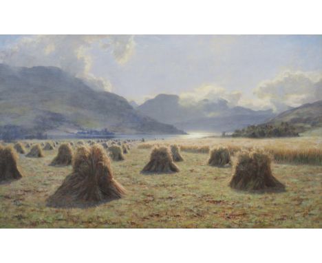 Duncan Cameron (British, 1837-1916)Harvesters at eventide signed and dated 'D.Cameron 1886'oil on canvas71.1 x 114.3 cm. (28 