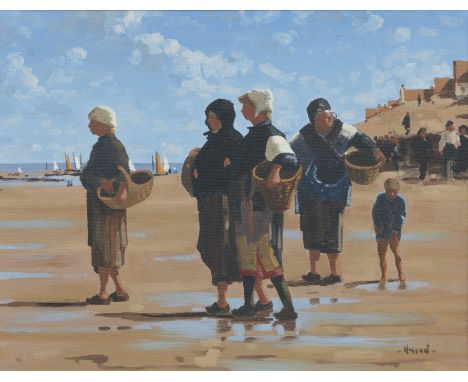 Jack Hoggan (Vettriano) (British, born 1951)Fisher folk signed 'Hoggan' (lower right)oil on canvasboard39 x 49 cm. (15 3/8 x 