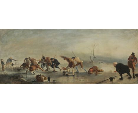 Attributed to Sir George  Harvey, PRSA (British, 1806-1876)The Curlers oil on canvas33 x 76.5 cm. (13 x 30 1/8 in.)Footnotes: