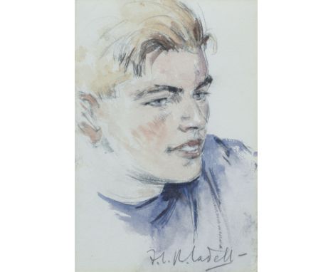 Francis Campbell Boileau Cadell RSA RSW (British, 1883-1937)Head of a young man signed 'F.C.B.Cadell' (lower right), inscribe