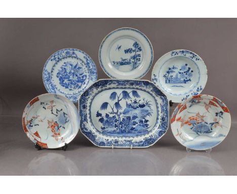 A decorative group of six Oriental ceramic items including a pair of Japanese Imari plates, together with 19th Century Chines
