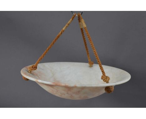 An Art Deco era carved Alabaster ceiling light, probably Italian, 41 cm diameter, good conditionThere are some cracks from wh