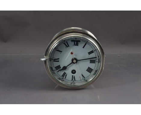 A Early 20th Century Chrome Case Clock, back stamped "1 GPO GBE 47/4", the face marked "made in England", white enamel dial w
