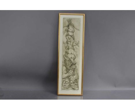 (ar) Marcel Chirnoaga (Romanian 1930-2008) "Grotesque etching", signed and inscribed in pencil beneath the image 66 cm by 19.
