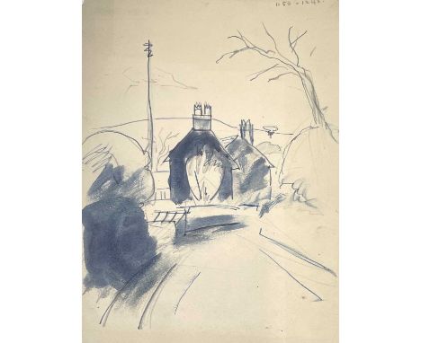 Sven BERLIN (1911-1999)On the Coast RoadInk and wash circa 1945Further pencil sketch to verso29 x 21.5cm