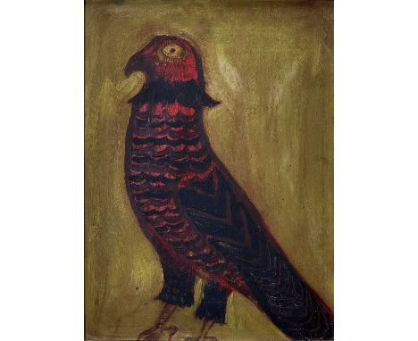 Julia BERLIN (1942-2021)Portrait of a HawkOil on boardLabels, signatures and inscriptions to verso40x30cm  