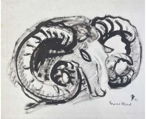 Sven BERLIN (1911-1999)Rams HeadInk drawingMonogrammed and dated '5740x57.5cm Condition report: Overall the piece is in good 