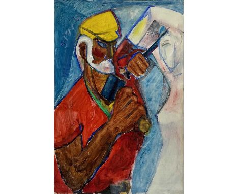 Sven BERLIN (1911-1999)Sculptor (self portrait)Oil on boardSigned and dated '79 and to verso monogrammed, and inscribed92x60c