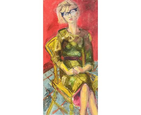 Sven BERLIN (1911-1999)A seated womanOil on canvasSigned and dated 196192 x 45cmNote: This is probably a portrait of the actr