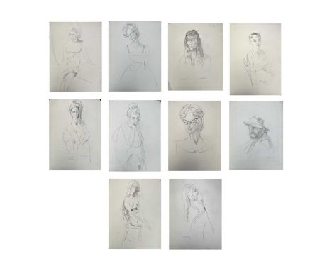 Sven BERLIN (1911-1999)Ten large pencil studies of friends &amp; familySelf portrait, Juantita, Janet etc.Some signed and dat
