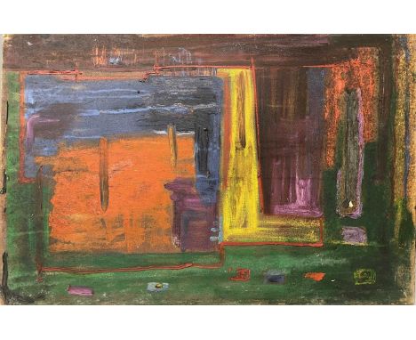 Sven BERLIN (1911-1999) AbstractOil on canvas 51x91cmCondition report: patches of black & white mould. A fingernail sized pat