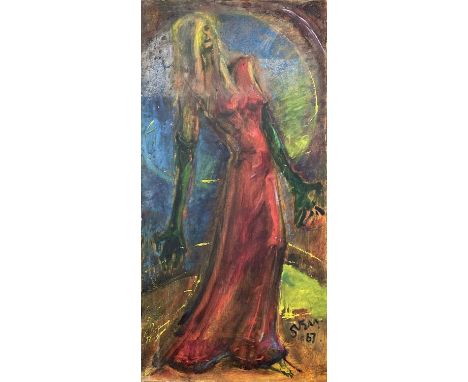 Sven BERLIN (1911-1999)The singerOil on canvasSigned and dated 67122 x 61cmCondition report: The top quarter of this canvas i