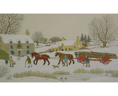 Vincent Haddelsey (1934-2010).  The Royal Oak, winter scene, artist signed limited edition coloured print XXV/XXXVI, 48cm x 7
