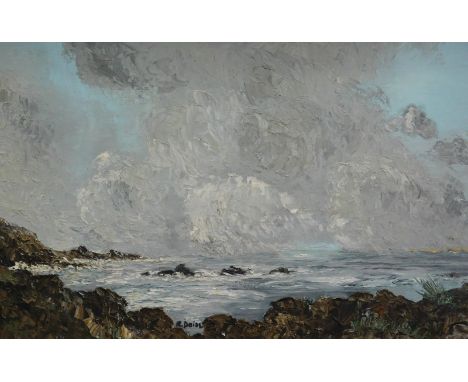 20thC French School.  Seascape, oil on canvas, indistinctly signed, 36.5cm x 59.5cm