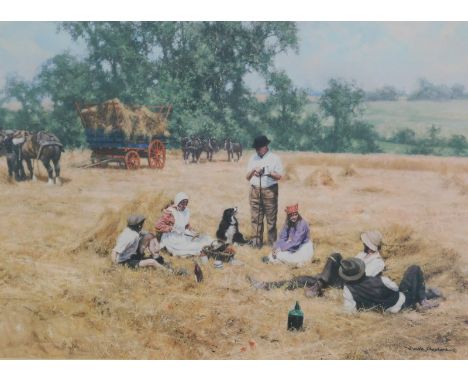 David Shepherd (1931-2017).  The Lunch Break, artist signed limited edition coloured print 597/850, 59.5cm x 80cm