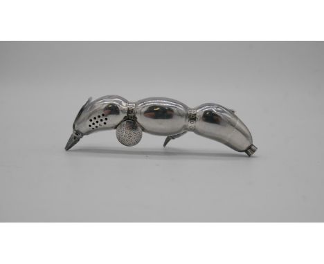 A Wah Hing Chinese silver pounce pot in the form of a Lotus pod. Weight 27g.