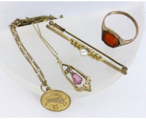   LOT VON 4 TEILEN GOLDSCHMUCK  333/000 Gelbgold. Brutto ca. 8,3g        A MIXED LOT OF 4 GOLD JEWELLERY PIECES 333/000 yello