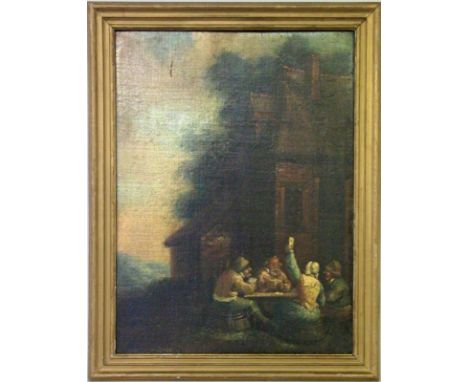   BROUWER, ADRIAEN (Umkreis)  Oudenaarde 1605 - 1638 Antwerpen Bauern beim Kartenspiel. Öl/Lwd., auf Holz aufgezogen. 53x39cm
