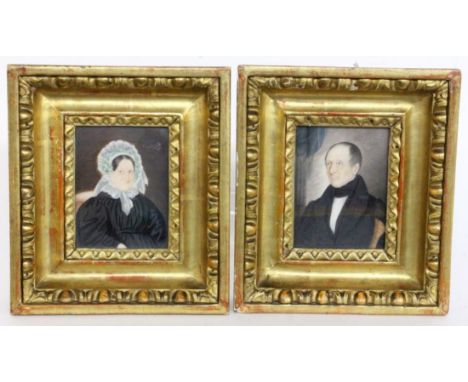   ALKER  19.Jh. Zwei Miniaturportraits. Je ca. 8x7cm, Ra. Herrenbild mit Riss.        ALKER 19th century Two miniature portra