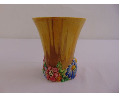 A Clarice Cliff My Garden yellow vase with floral base