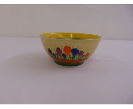 A Clarice Cliff Crocus bowl of customary form, A/F