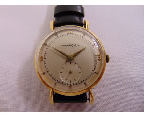 Jaeger LeCoultre 18ct yellow gold gentlemans wristwatch on a replacement leather strap