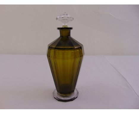 An Art Deco amber glass scent bottle with drop stopper