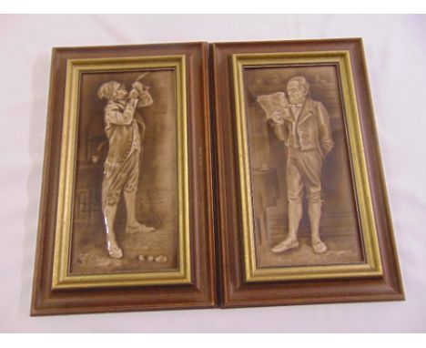 A pair of Victorian framed ceramic tiles depicting images of Benjamin Franklin