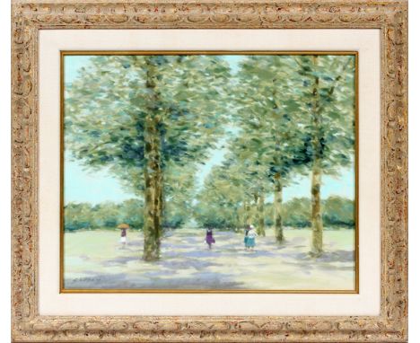 ANDRE GISSON (FRENCH, B. 1910), OIL ON CANVAS, H 16", W 20", "THE AVENUE"Signed lower left.  Provenance Harmon Art Gallery, N