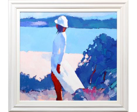 NICOLA SIMBARI (ITALIAN, 1927-2012), OIL ON CANVAS, H 42", W 46", "WHITE DRESS"Signed lower right. Born 1927 San Lucido, Ital