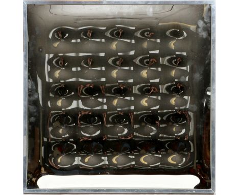 VICTOR BONATO (GERMAN B.1934), GLASS MIRROR ON PANEL, DEC. 1969, H 19", W 19", "H - UU - 69"On verso:  signed; stamped; 17/30