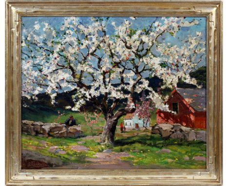 ANTHONY THIEME (US 1888-1954), OIL ON CANVAS, H 25", W 30", "BLOSSOM TIME"Signed lower left; titled on verso; numbers 733 and
