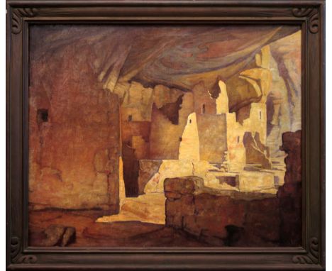 CARL REDIN (AMERICAN, 1892-1944), OIL ON CANVAS, "SUPERSTITION MOUNTAIN", H 25", W 31"Signed and dated. 31" x 37" with frame.