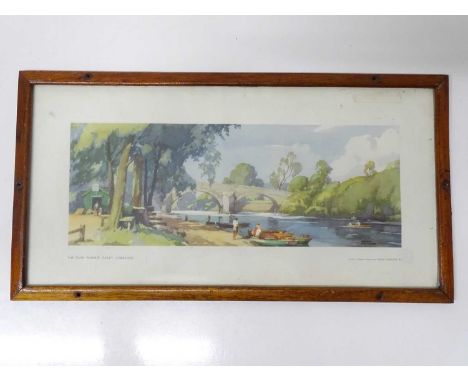 A BR London Midland Region carriage print (21" x 11") 'River Wharf at Ilkley' by Frank Sherwin - in original frame