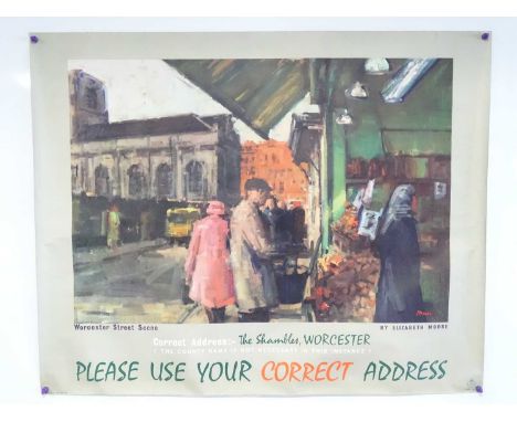 A pair of GPO (Post Office) posters circa 1962 - 'Worcester' and 'Arundel' art work - advising to use correct address when po