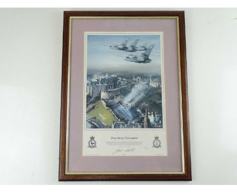 A framed and glazed aviation interest print - 'Braveheart Formation' No. 43 Fighter Squadron - Tornado F3 - limited signed ed