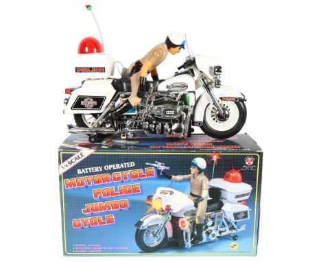 A 1984 Son Ai Toys battery-operated motorcycle, Police Jumbo cycle, 1:6 scale, complete in original box 