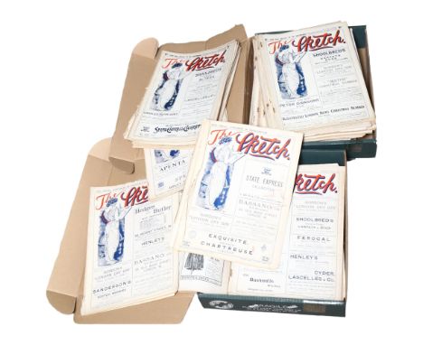 3 boxes comprising 67 copies of the Sketch and Tatler from 1913 to 1919, including illustrations from Heath Robinson and Laws
