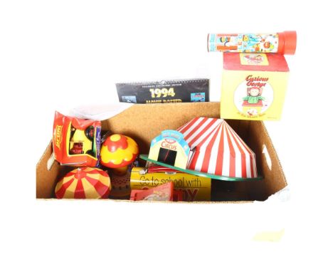 A quantity of various Vintage toys, including a Fisher Price Jack-In-The-Box puppet, The Magic Roundabout kaleidoscope, vario