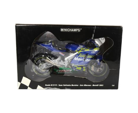 MINICHAMPS - a Honda RC211B, Team Telefonica Movistar, Sete Gibernau, MotoGP 2003, 1:6 scale diecast model, complete in origi