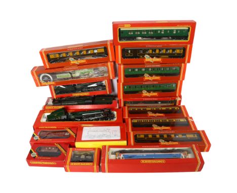 HORNBY RAILWAYS - a quantity of OO gauge scale locomotives, tenders, and carriages, as well as several goods wagons, all boxe