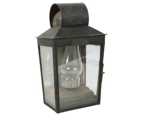 J BRUCE LONDON - a Victorian painted metal framed paraffin lamp, H40cm 